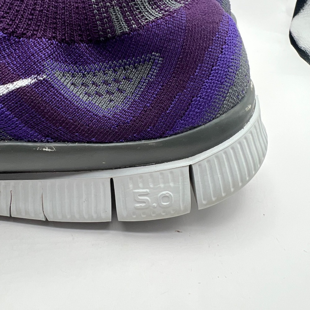 Nike Free 5.0 Flyknit Purple Grey Running Shoes 615805-515 training Mens 9.5 - Picture 5 of 9